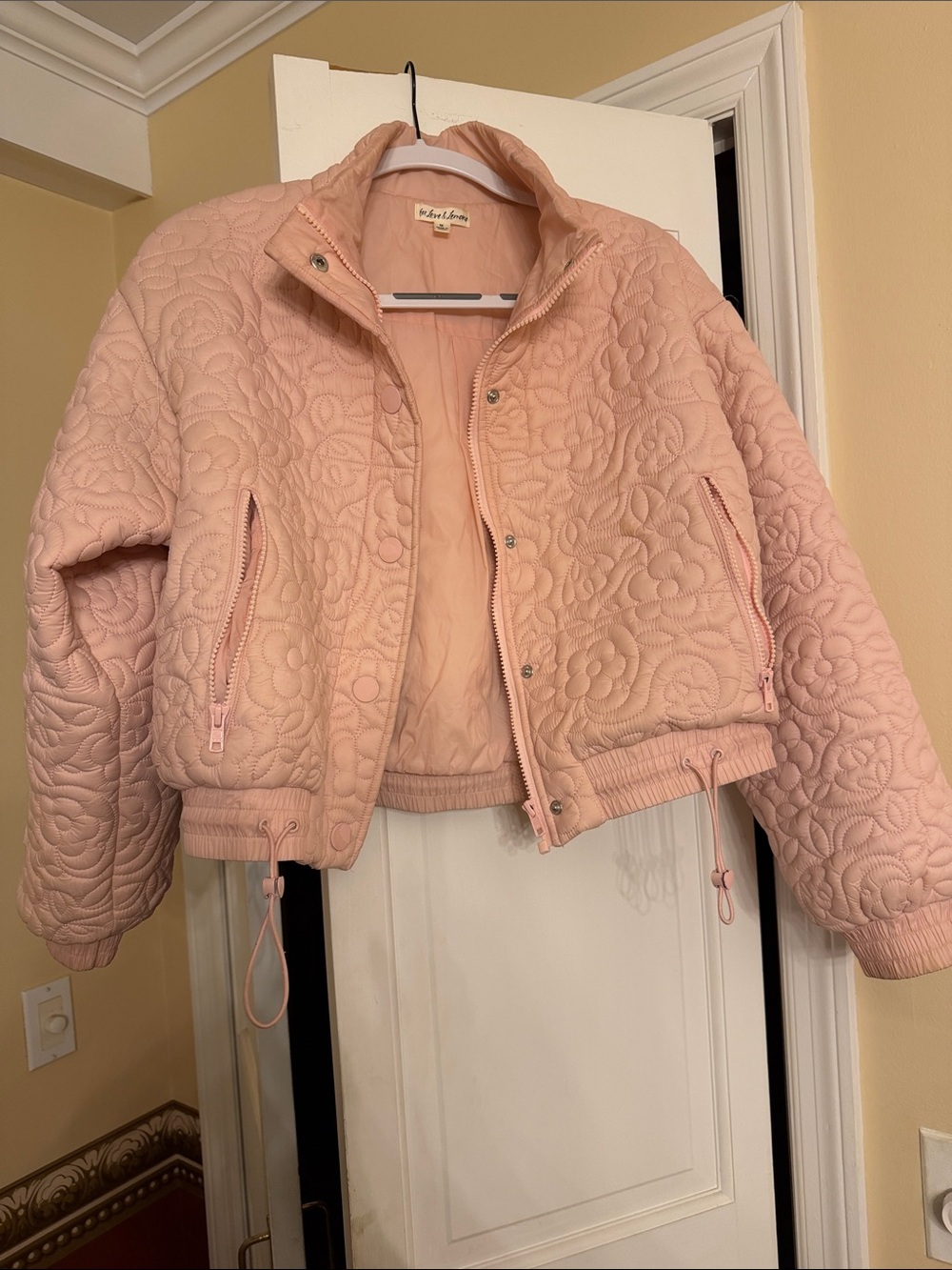 For Love & Lemons Quilted Pink Bomber Jacket - Women's Lightweight Coat
